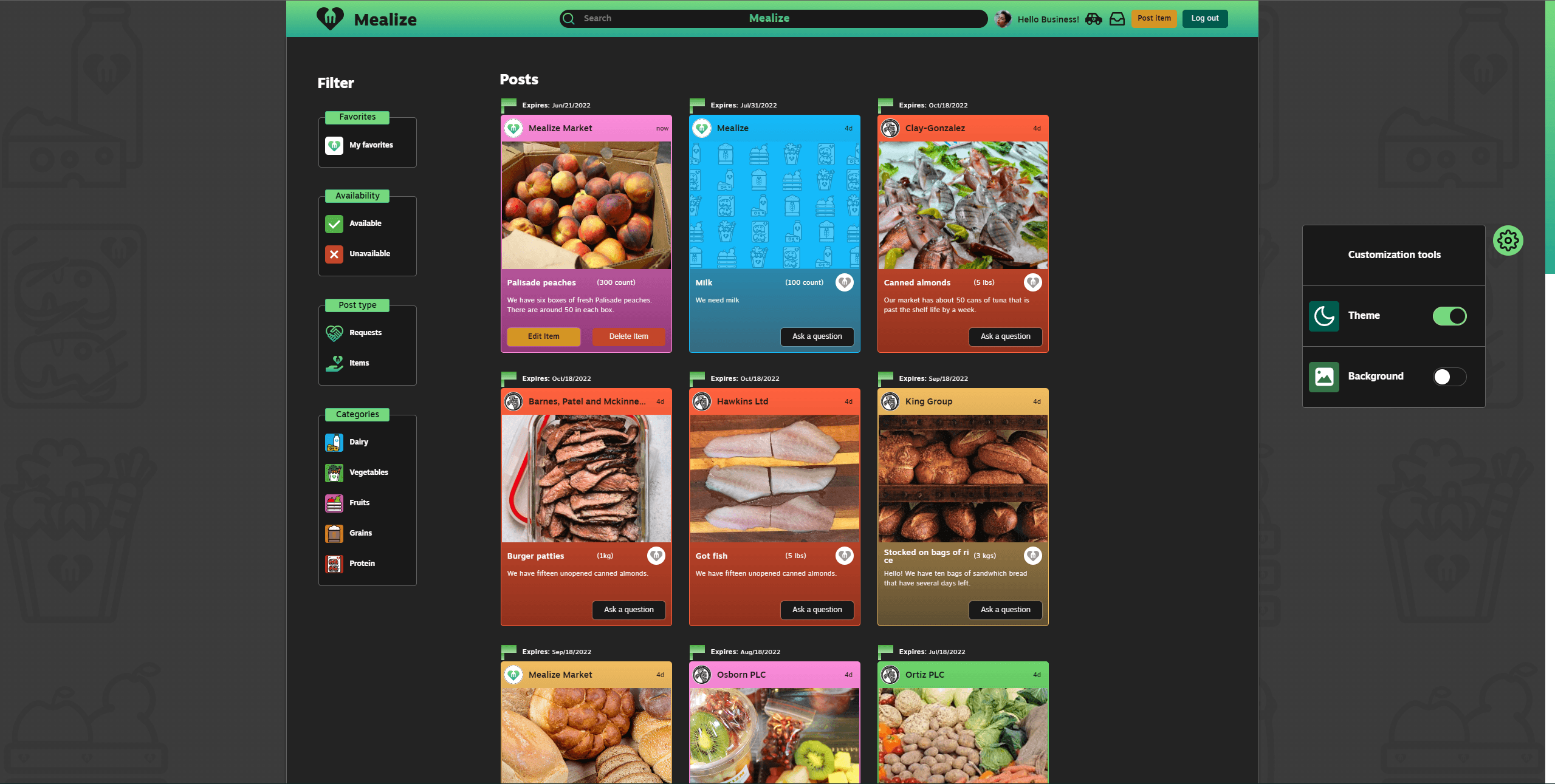 Post a request as a nonprofit manager.