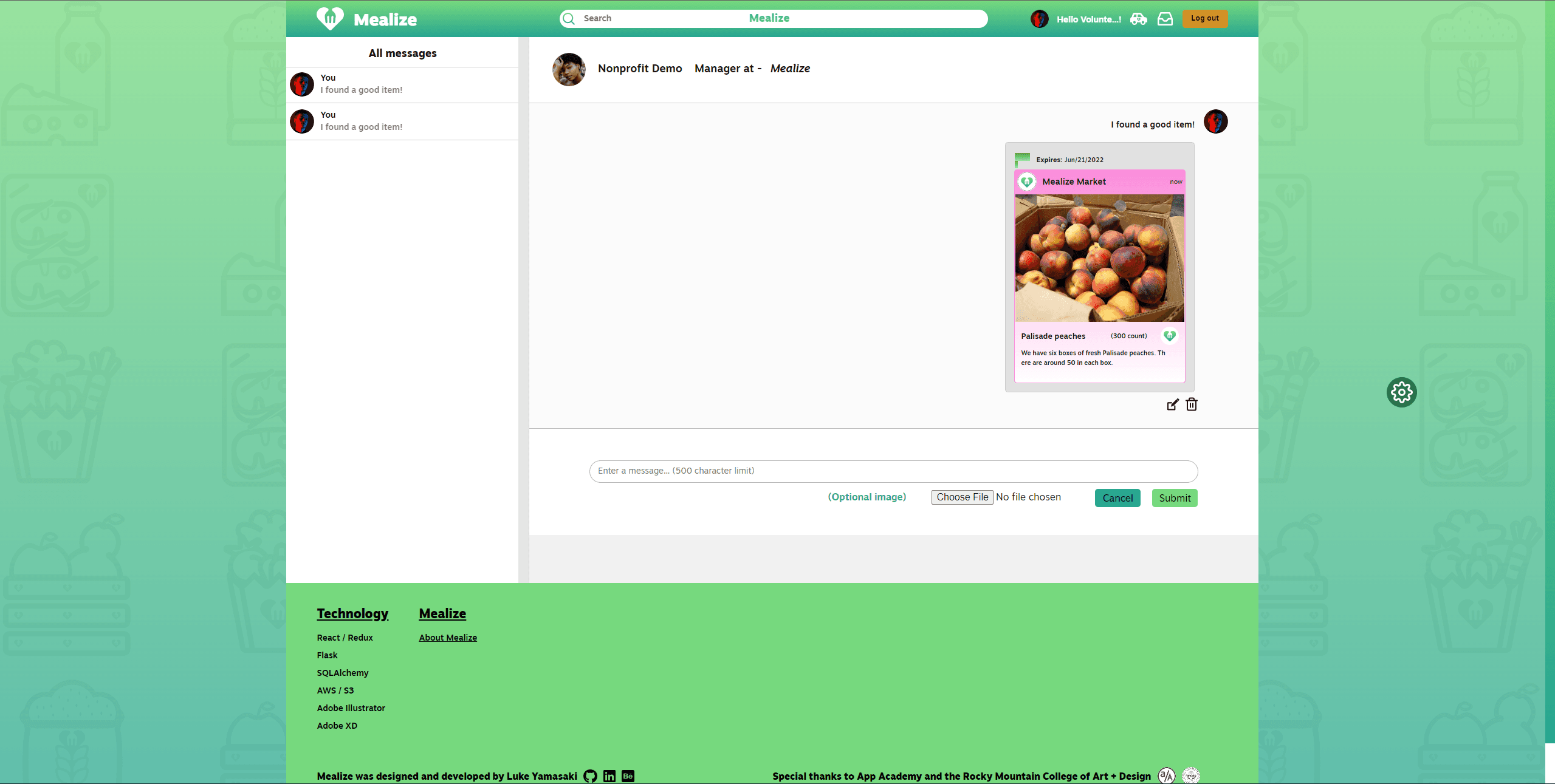Send pick up request to business owners (limited to nonprofit managers).