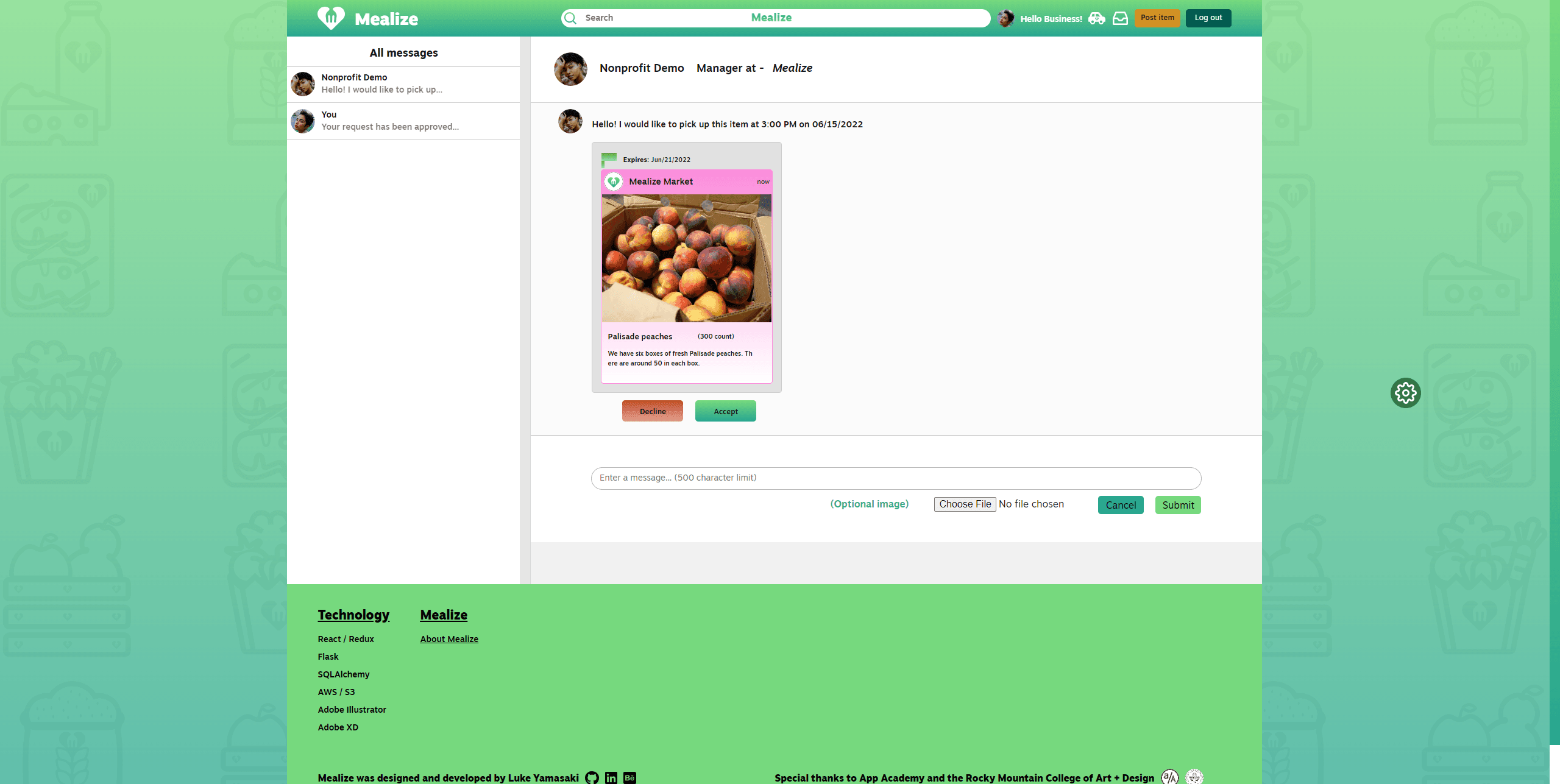 Check pending and accepted deliveries.