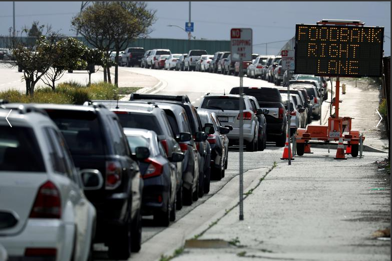 Cars lined up for food distribution during Covid-19 lockdown